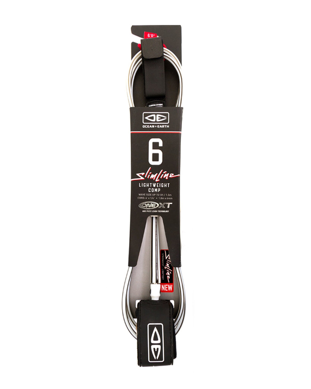 Slimline Lightweight Comp One-XT Leash - 6ft - Ocean & Earth WA