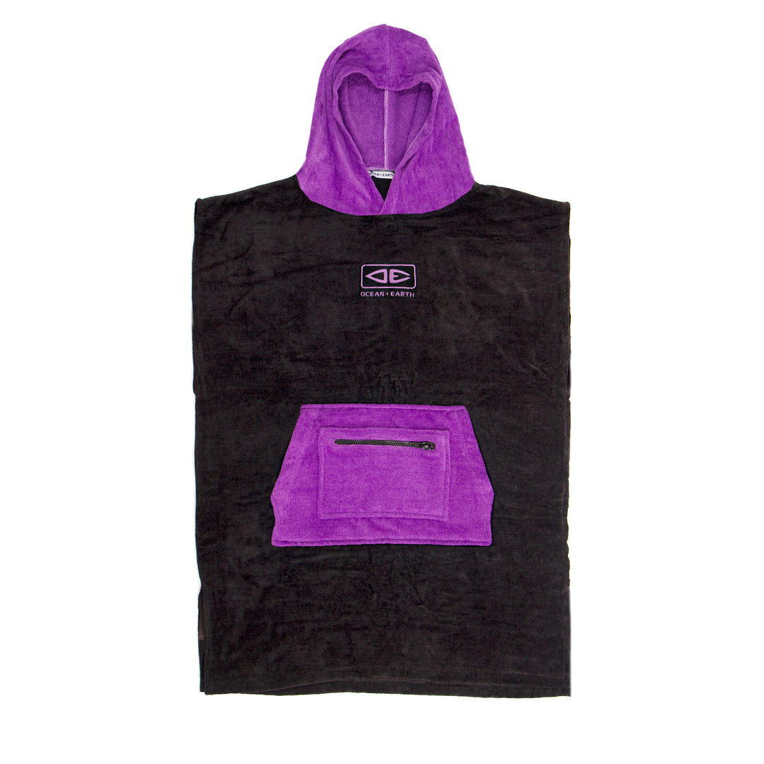 Youth Hooded Poncho - Black / Puprle