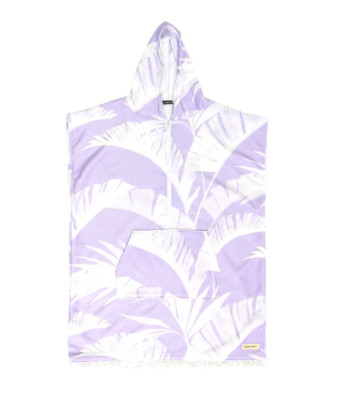 Ladies Poncho Towel - Palms Violet