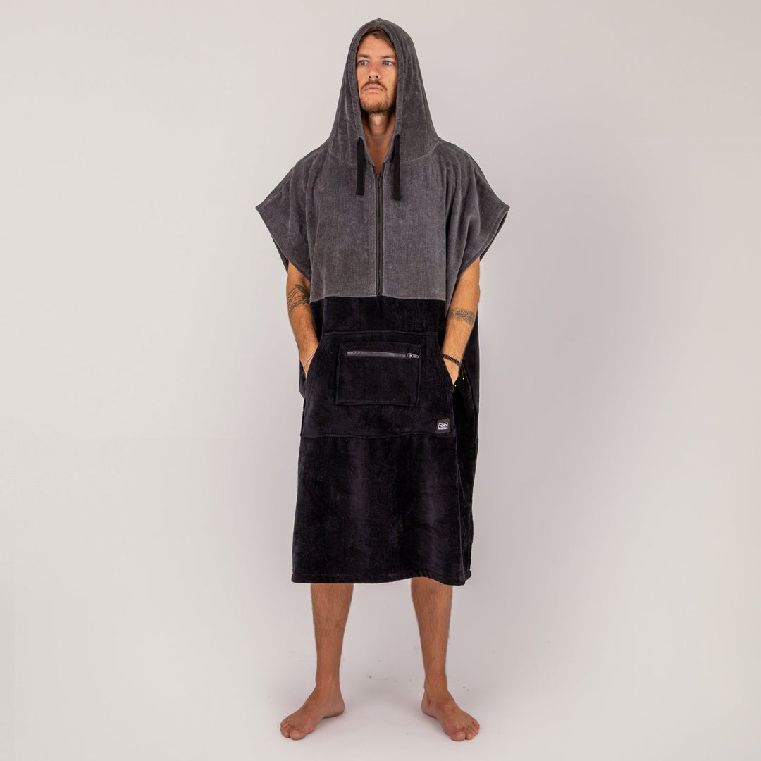 Mens Horizon Zip Neck Hooded Poncho