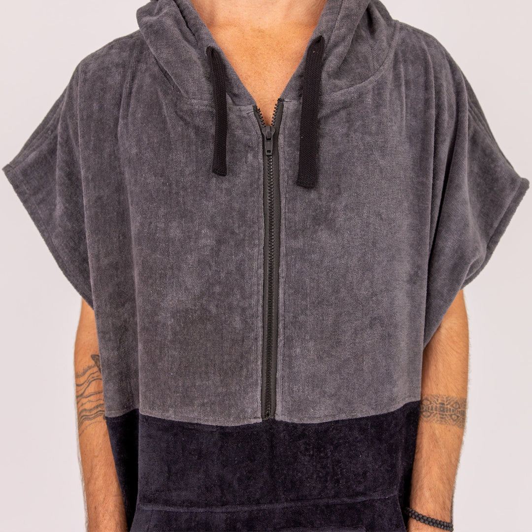 Mens Horizon Zip Neck Hooded Poncho