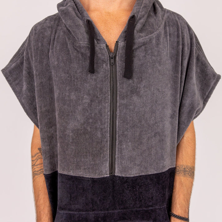 Mens Horizon Zip Neck Hooded Poncho