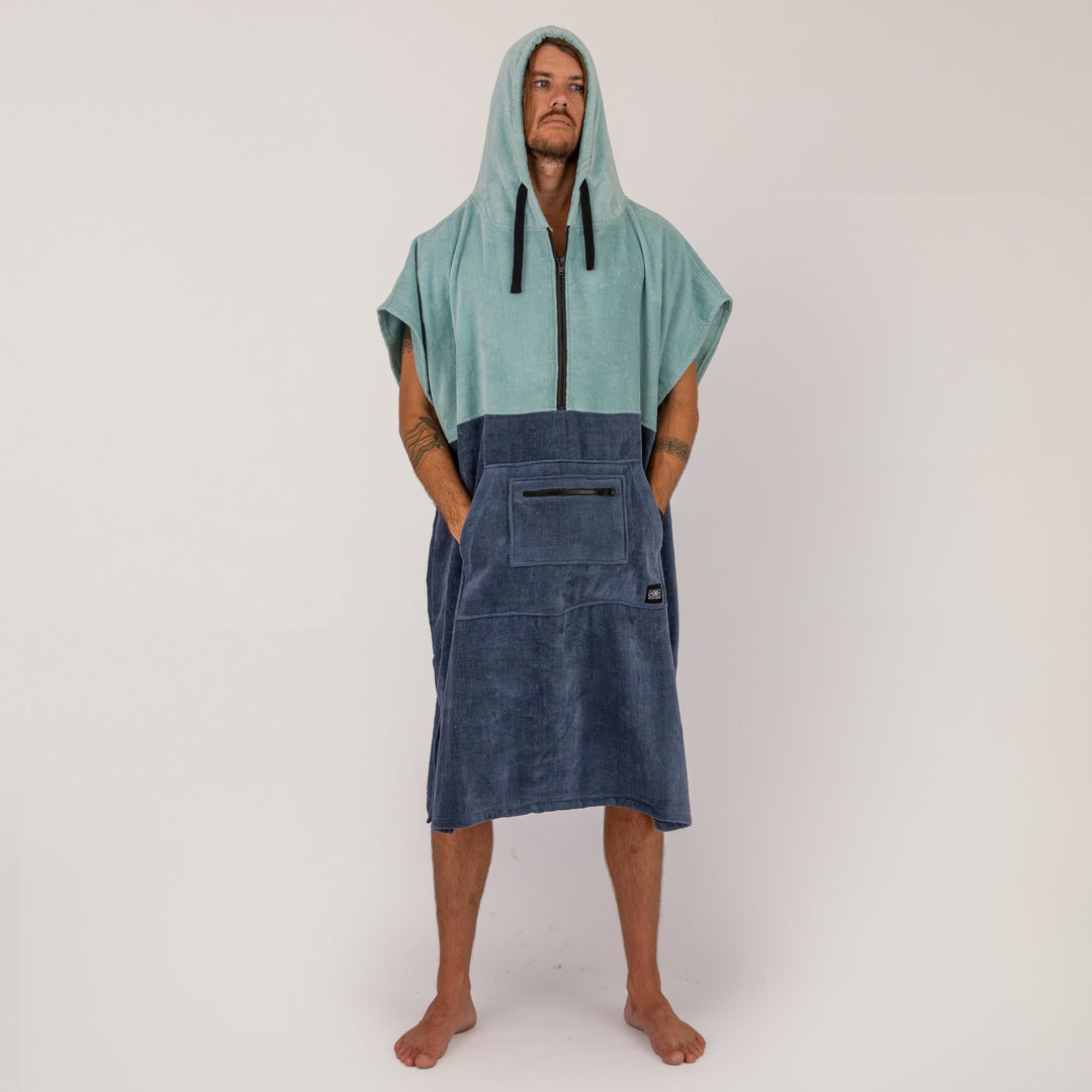 Mens Horizon Zip Neck Hooded Poncho
