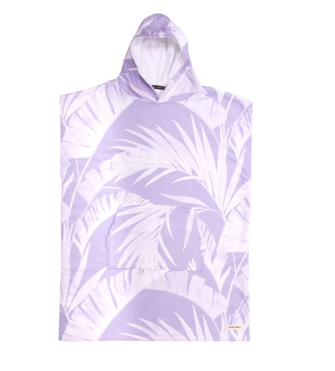 Ladies Poncho Towel - Palms Violet