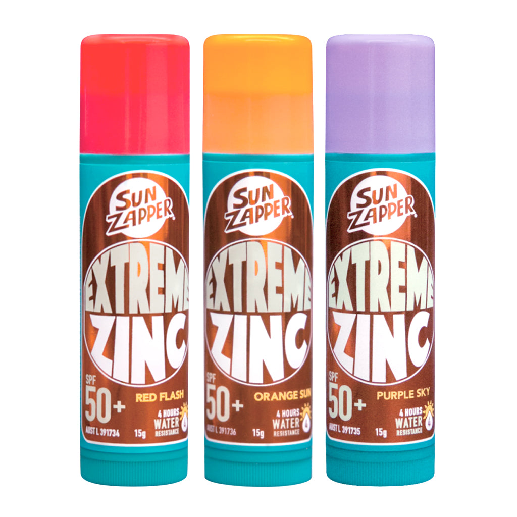 Sun Zapper Extreme Red, Orange & Purple Zinc sticks SPF 50+